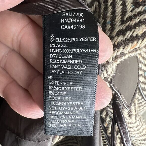 FOREVER 21 Brown Herringbone Toggle Hook & Loop Winter Coat Womens Size Small - Picture 6 of 8